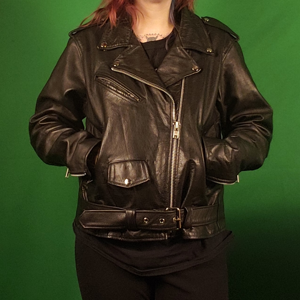 Leather motorcycle jacket